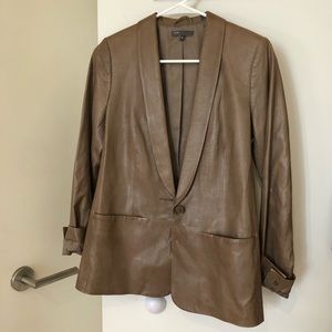 VINCE brown leather blazer